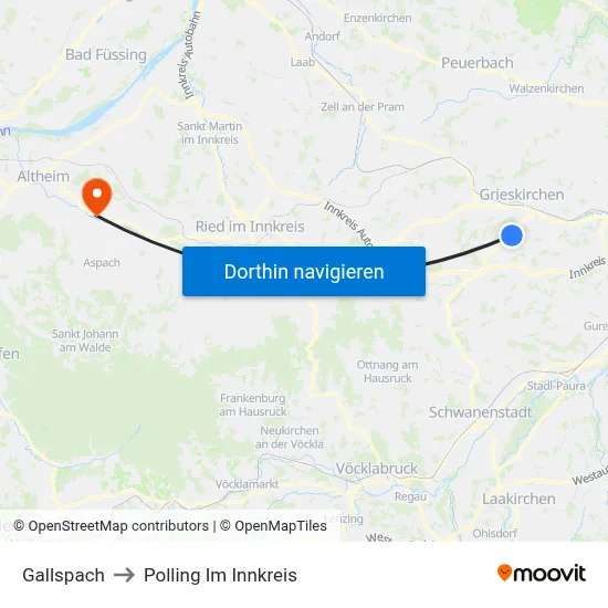 Gallspach to Polling Im Innkreis map