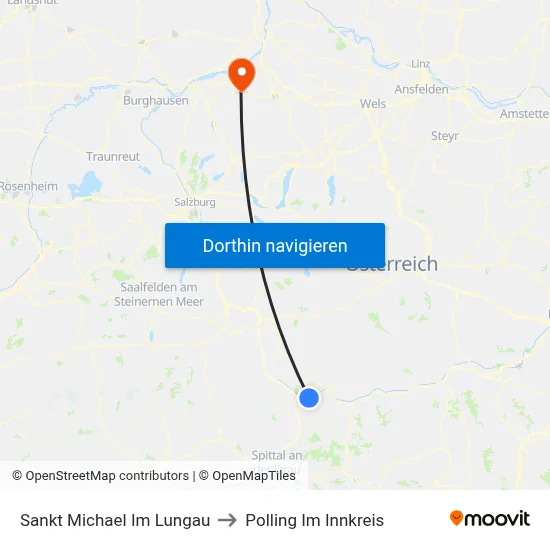 Sankt Michael Im Lungau to Polling Im Innkreis map