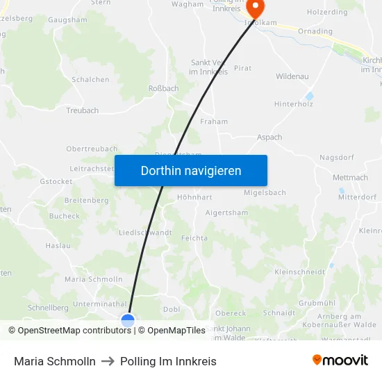 Maria Schmolln to Polling Im Innkreis map