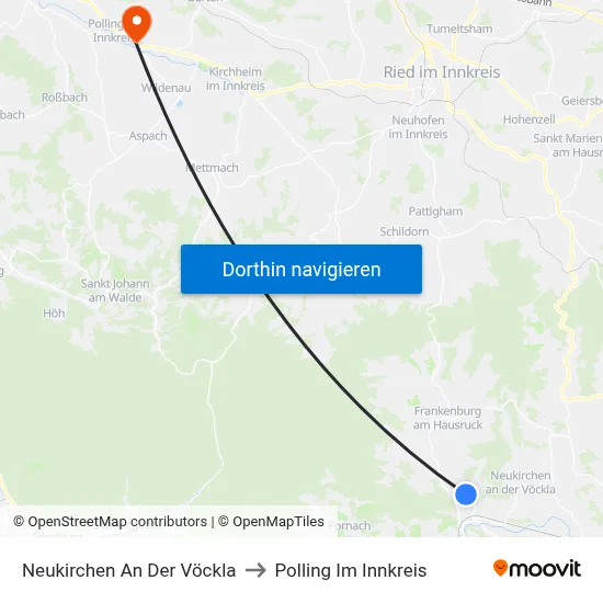 Neukirchen An Der Vöckla to Polling Im Innkreis map