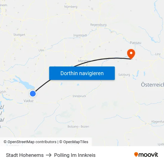 Stadt Hohenems to Polling Im Innkreis map