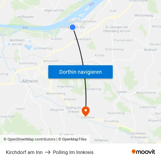 Kirchdorf am Inn to Polling Im Innkreis map