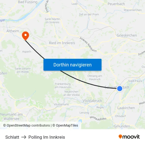 Schlatt to Polling Im Innkreis map