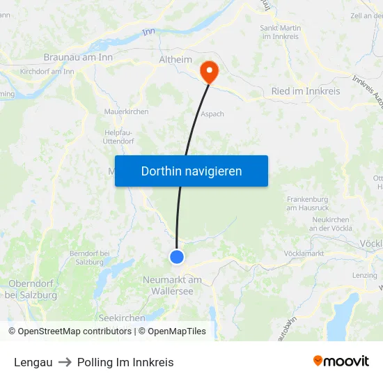 Lengau to Polling Im Innkreis map