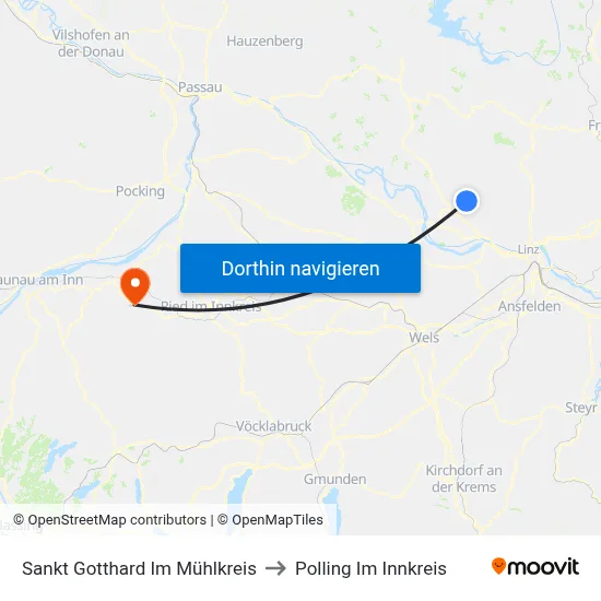 Sankt Gotthard Im Mühlkreis to Polling Im Innkreis map