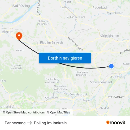 Pennewang to Polling Im Innkreis map