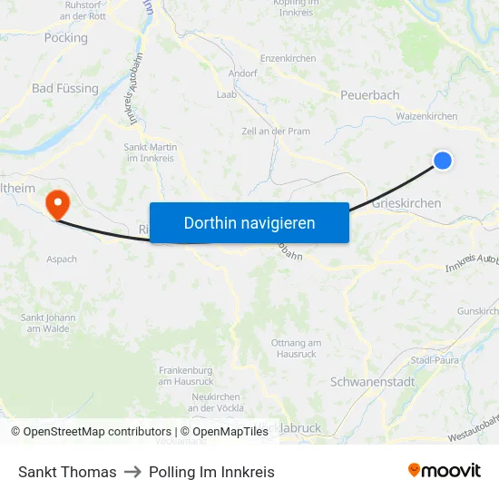 Sankt Thomas to Polling Im Innkreis map