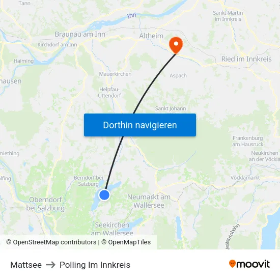 Mattsee to Polling Im Innkreis map