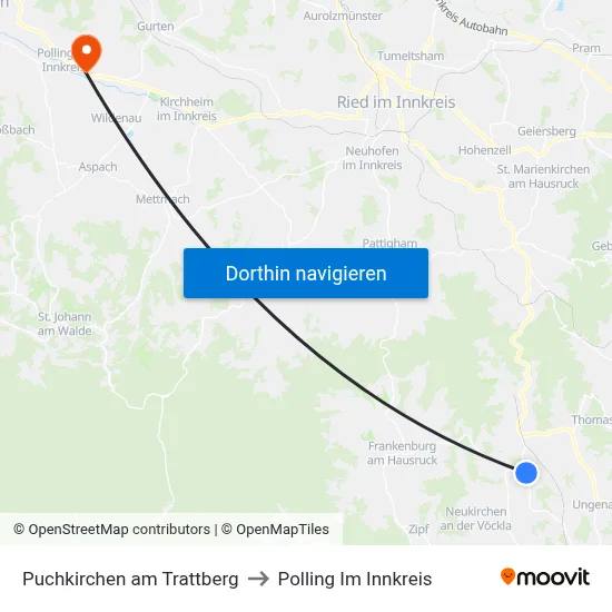 Puchkirchen am Trattberg to Polling Im Innkreis map