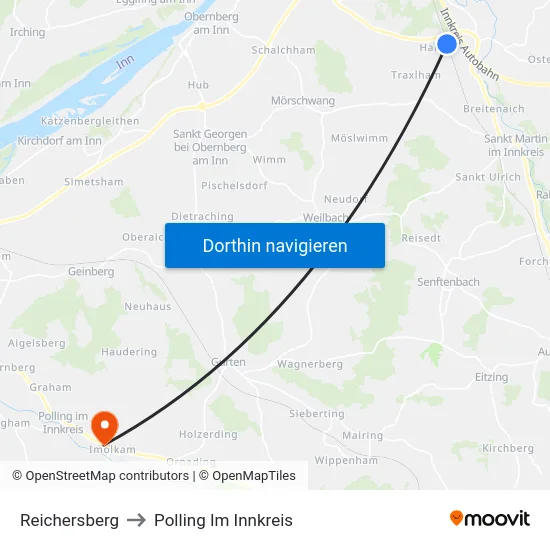 Reichersberg to Polling Im Innkreis map