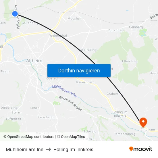 Mühlheim am Inn to Polling Im Innkreis map