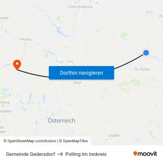 Gemeinde Gedersdorf to Polling Im Innkreis map