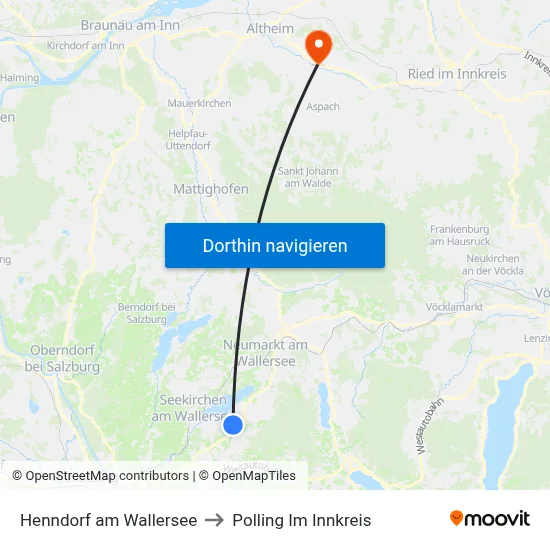 Henndorf am Wallersee to Polling Im Innkreis map