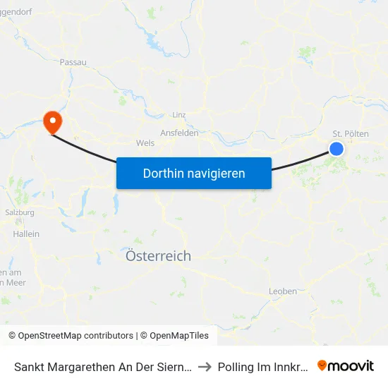 Sankt Margarethen An Der Sierning to Polling Im Innkreis map