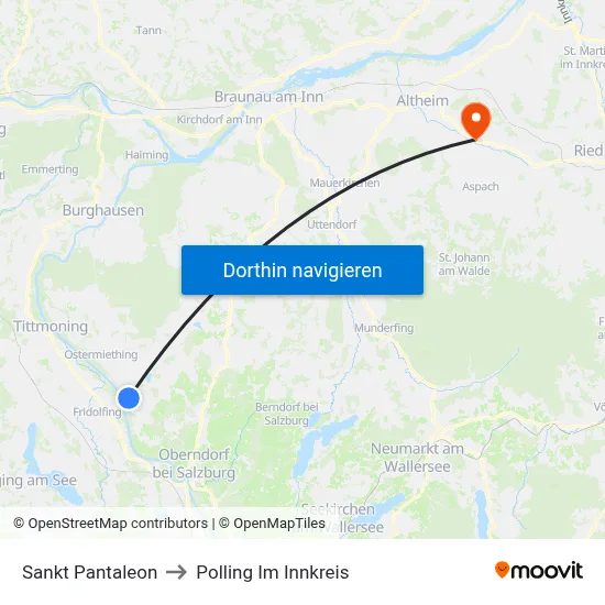 Sankt Pantaleon to Polling Im Innkreis map