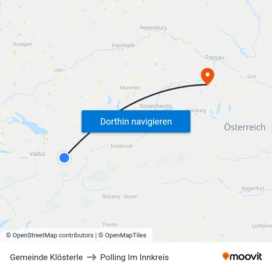 Gemeinde Klösterle to Polling Im Innkreis map