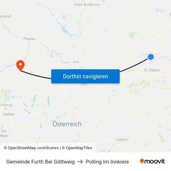 Gemeinde Furth Bei Göttweig to Polling Im Innkreis map