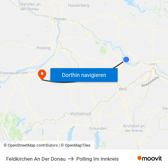 Feldkirchen An Der Donau to Polling Im Innkreis map