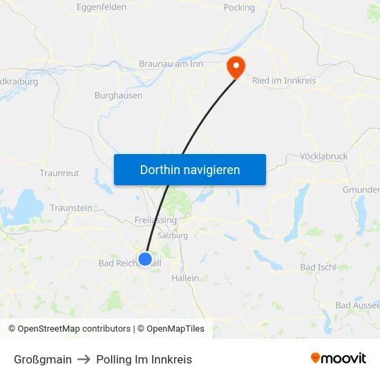 Großgmain to Polling Im Innkreis map