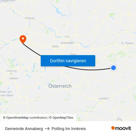 Gemeinde Annaberg to Polling Im Innkreis map