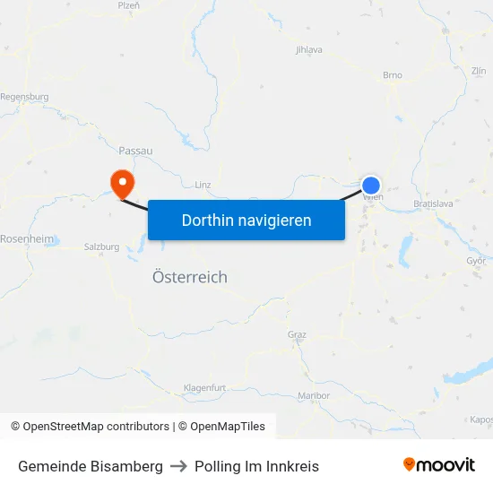 Gemeinde Bisamberg to Polling Im Innkreis map