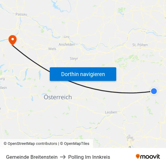 Gemeinde Breitenstein to Polling Im Innkreis map