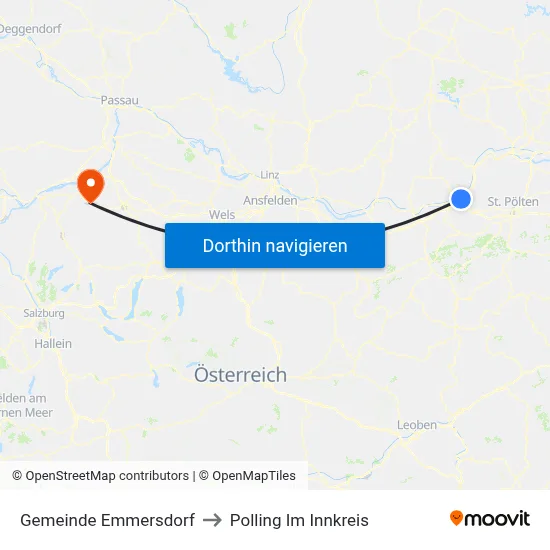 Gemeinde Emmersdorf to Polling Im Innkreis map