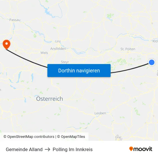 Gemeinde Alland to Polling Im Innkreis map