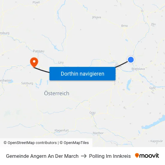 Gemeinde Angern An Der March to Polling Im Innkreis map