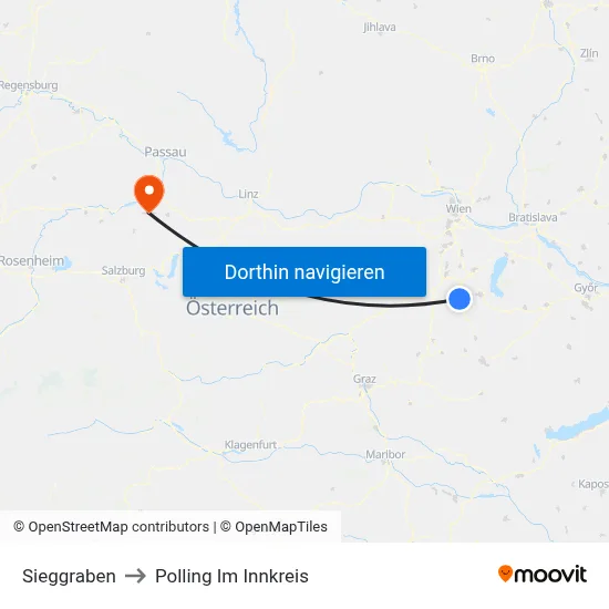 Sieggraben to Polling Im Innkreis map