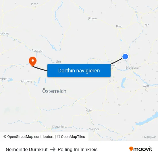 Gemeinde Dürnkrut to Polling Im Innkreis map