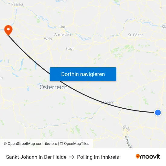 Sankt Johann In Der Haide to Polling Im Innkreis map