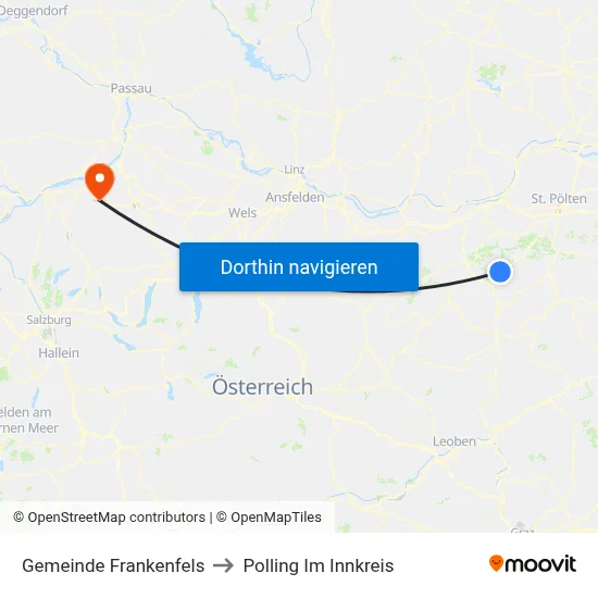 Gemeinde Frankenfels to Polling Im Innkreis map