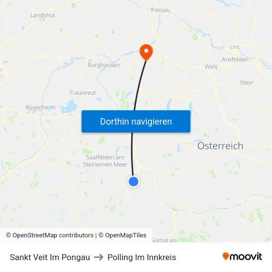 Sankt Veit Im Pongau to Polling Im Innkreis map