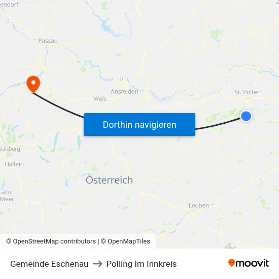 Gemeinde Eschenau to Polling Im Innkreis map