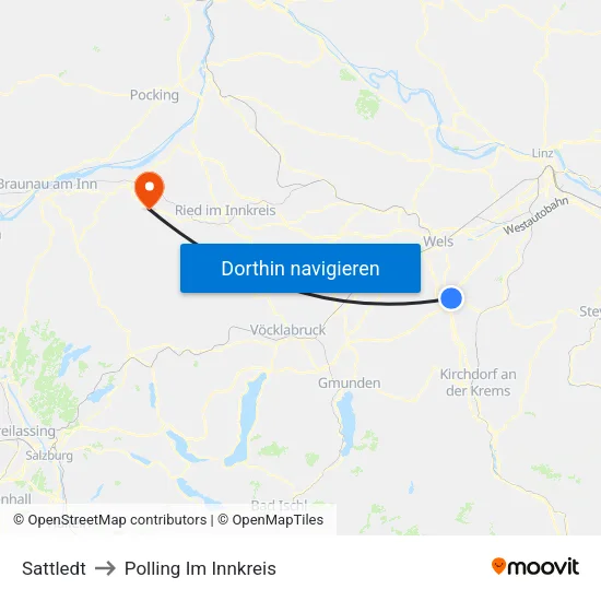 Sattledt to Polling Im Innkreis map