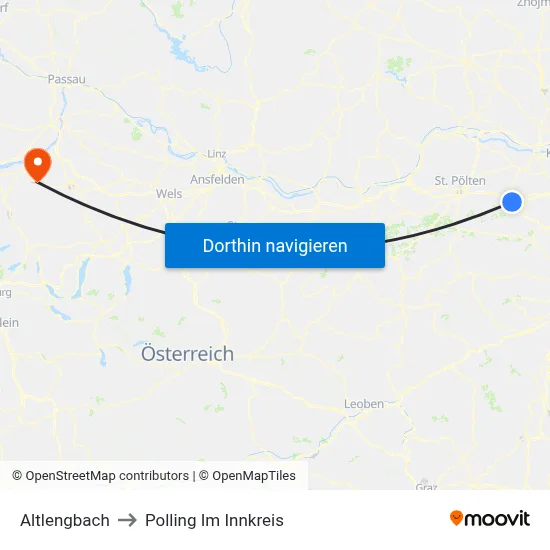 Altlengbach to Polling Im Innkreis map