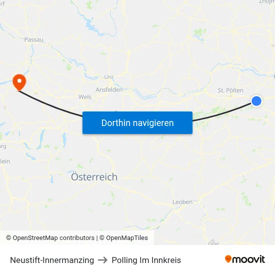 Neustift-Innermanzing to Polling Im Innkreis map