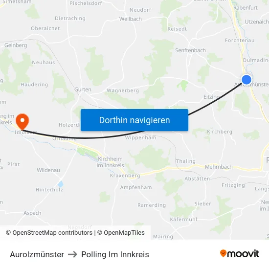 Aurolzmünster to Polling Im Innkreis map