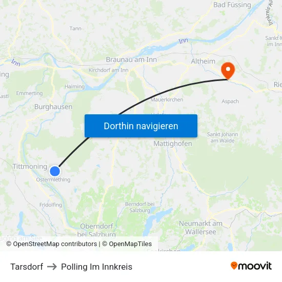 Tarsdorf to Polling Im Innkreis map