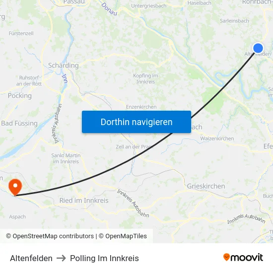 Altenfelden to Polling Im Innkreis map