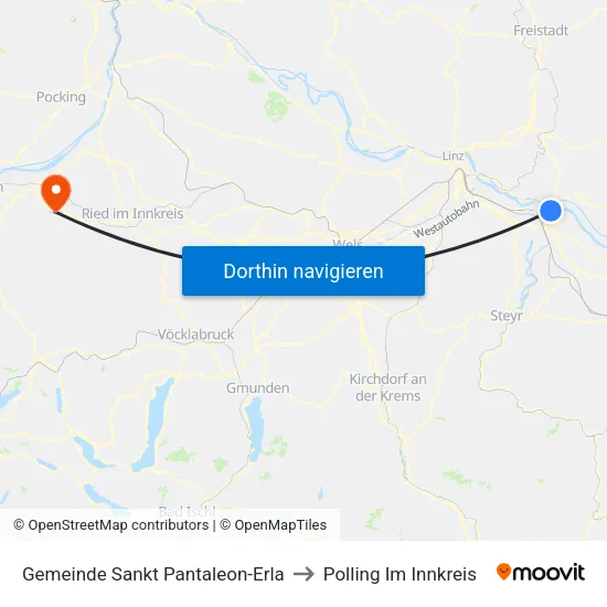 Gemeinde Sankt Pantaleon-Erla to Polling Im Innkreis map