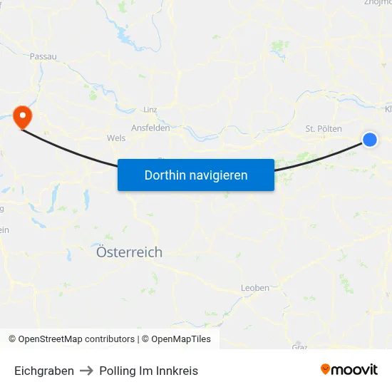 Eichgraben to Polling Im Innkreis map