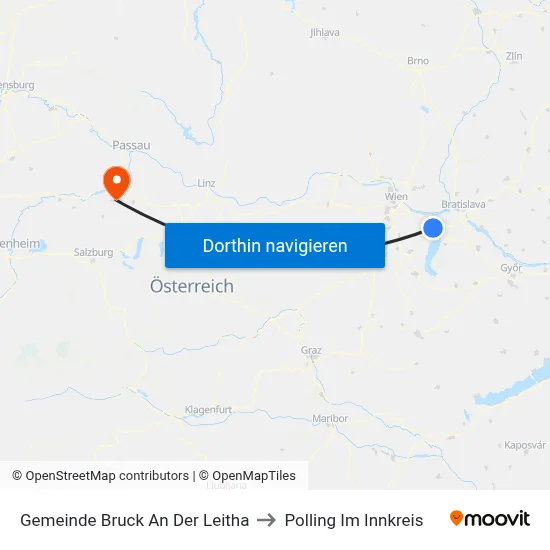 Gemeinde Bruck An Der Leitha to Polling Im Innkreis map