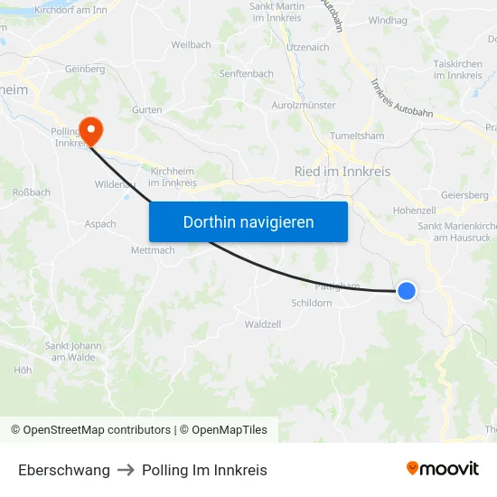 Eberschwang to Polling Im Innkreis map