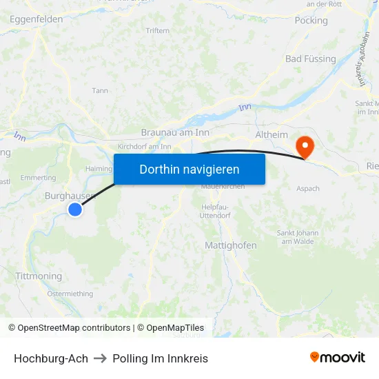 Hochburg-Ach to Polling Im Innkreis map