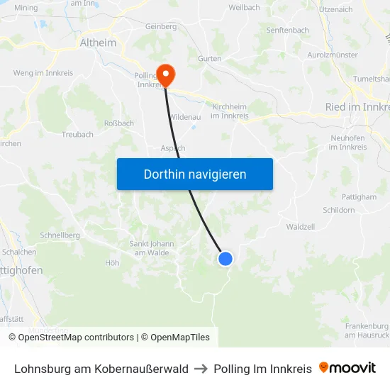 Lohnsburg am Kobernaußerwald to Polling Im Innkreis map