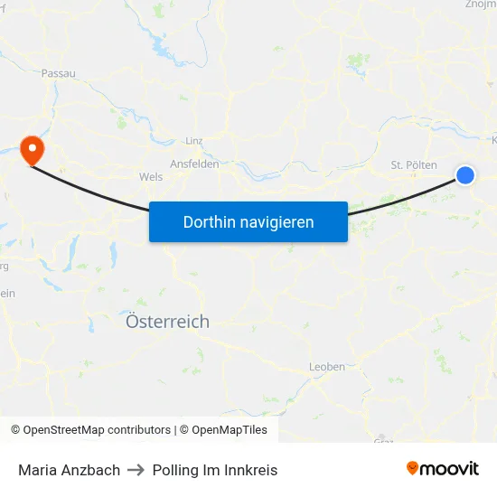 Maria Anzbach to Polling Im Innkreis map