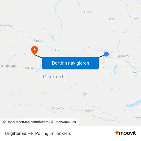 Brigittenau to Polling Im Innkreis map