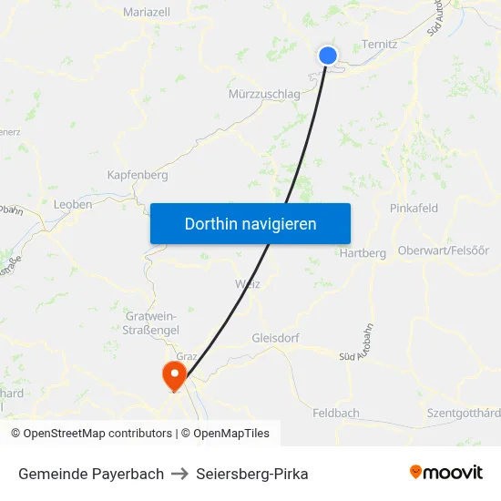Gemeinde Payerbach to Seiersberg-Pirka map